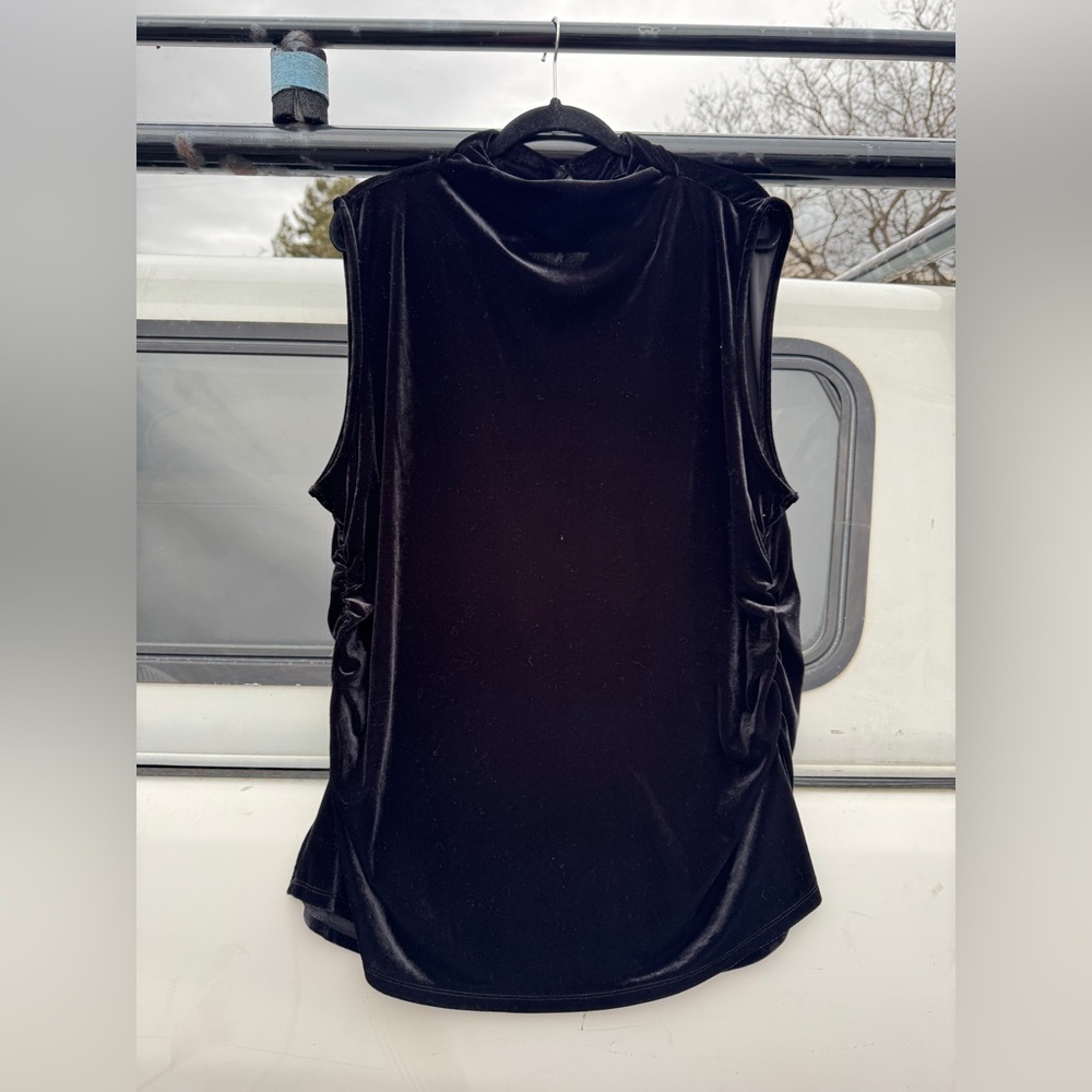 Eloquii Black Velvet Mock Neck Sleeveless Top